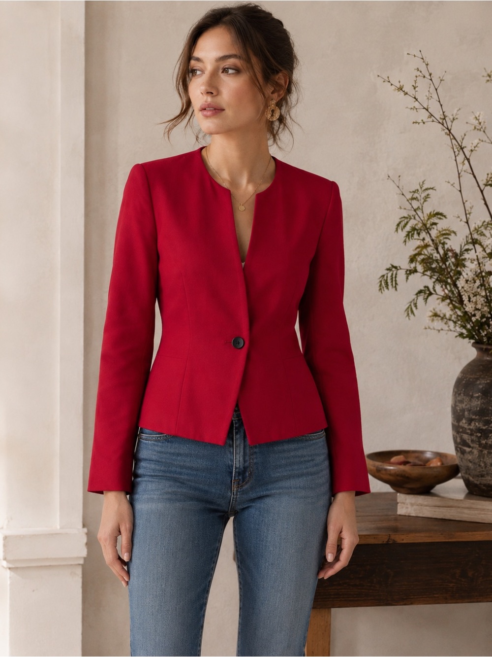 Christian Dior Vintage 1980s The Suit 100% Pure Wool Red Blazer Size 10